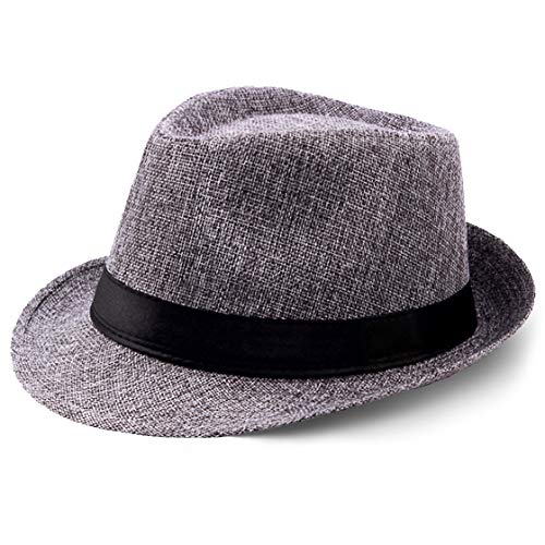 Coucoland Sombrero Panama Mafia Gangster para hombre, Fedora Trilby Bogart de los años 20, accesorio para disfraz de Gatsby, Original/gris., M