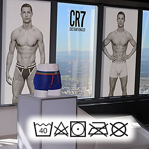 CR7 CRISTIANO RONALDO para Niños, Celebración Calzoncillos Boxer, Blanco/Azul, 13-15 años