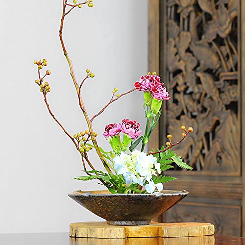 CRAFFANCY Suministros para arreglos de flores, juego de 2, Rana redonda y maceta de cerámica de hoja de loto para arreglos florales de Ikebana, decoración del hogar y la oficina