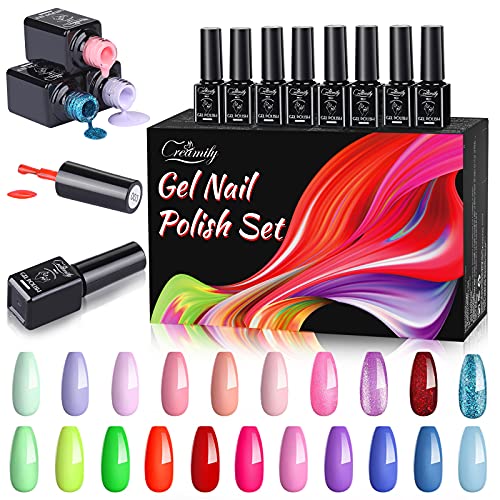 Creamify Esmaltes Semipermanentes de Uñas en Gel-21 Colores Esmaltes de Uñas en Gel con Top coat y Base Coat ，Kit de Esmaltes de Uñas UV LED，Juego de Gel de Uñas Perfecto para Salón de Uñas en Casa