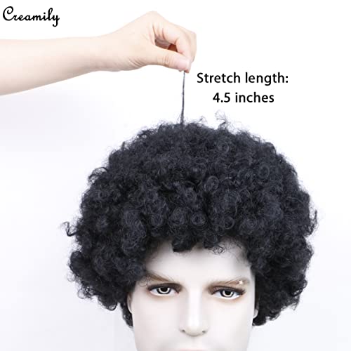 Creamily Pelucas negras de pelo rizado rizado afro corto Pelucas de pelo sintético de aspecto natural suave para hombres