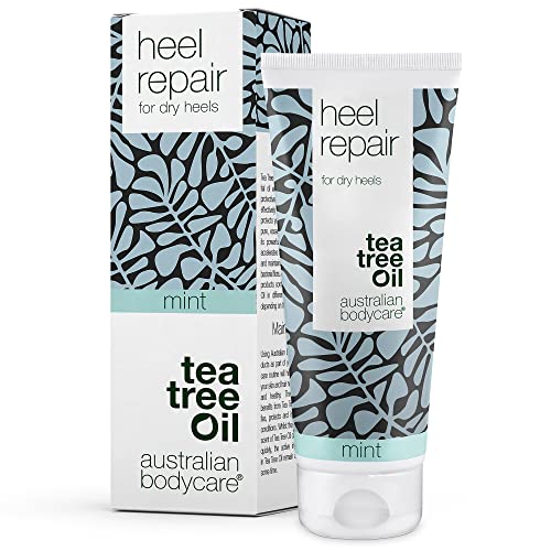 Crema Heel Repair de Australian Bodycare, 100 ml | Tea Tree Oil + Mint | Contiene 25% de urea | Bálsamo para talones agrietados | Para hombres y mujeres con pies agrietados | Aceite de árbol del té