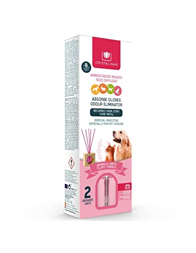 CRISTALINAS. Recambios Ambientador & Absorbe Olor Mikado para Mascotas. 0% Alcohol. Mas de 4+4 semanas de duracion. 2x30 ml. Aroma (Aroma a Limpio) (Unidad)