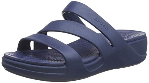 Crocs Crocs Monterey Strappy Wedge W Mujer Wedge, Azul (Navy), 34/35 EU