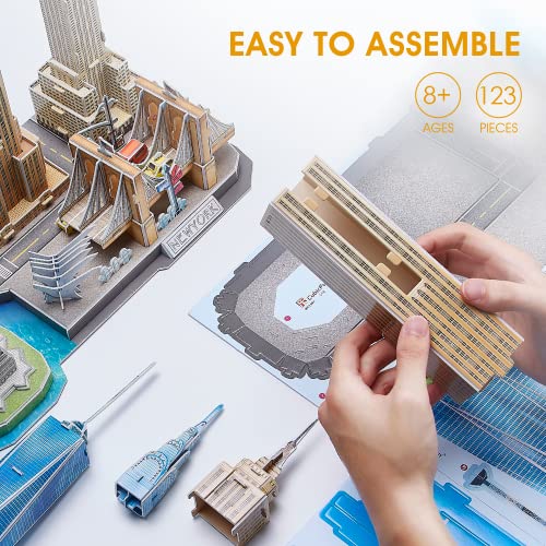 CubicFun Puzzle 3D New York CityLine Maquetas para Montar Paisaje Urbano, 123 Piezas