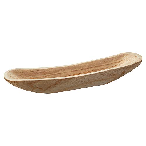 Cuenco decorativo de madera con forma de barco de Paulownia de madera de 60 x 12 cm (1 cuenco decorativo de 12 cm)
