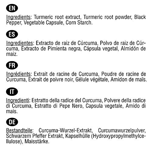 Cúrcuma 6000 mg, Extracto al 95% con Pimienta Negra | 120 cápsulas vegetales | Para mejorar la circulación sanguínea, la salud cardiovascular, combatir la inflamación y el dolor de las articulaciones.