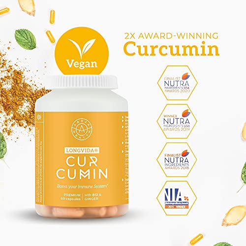 Curcuma en Cápsulas (800mg por día) Unica Formula de Curcuma con Jengibre y b12 - Alta Absorción x285 veces más y Aprobadas por Neurocientificos que otras Curcumina - Aarja Health