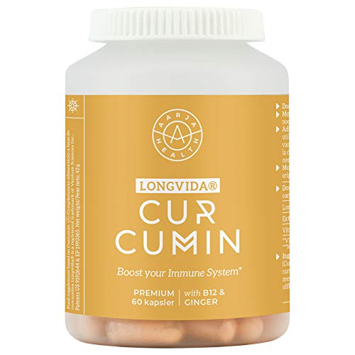 Curcuma en Cápsulas (800mg por día) Unica Formula de Curcuma con Jengibre y b12 - Alta Absorción x285 veces más y Aprobadas por Neurocientificos que otras Curcumina - Aarja Health