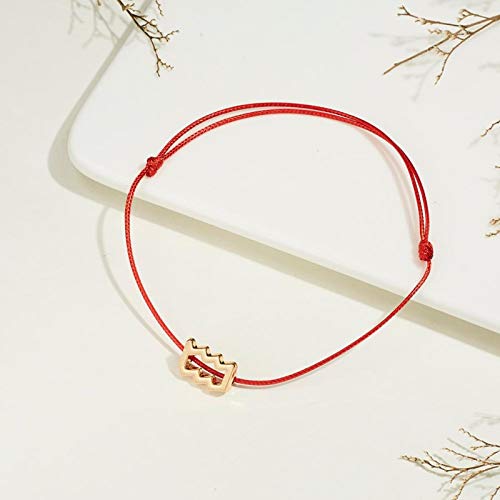 CXWK 12 constelación Signo del Zodiaco Negro Rojo Cuerda Trenzada Pulseras cáncer Leo Virgo Tejida joyería Simple Coreana Regalos de cumpleaños Femeninos