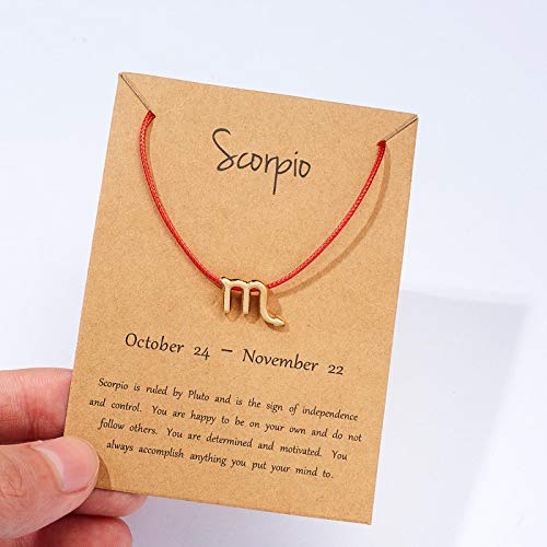 CXWK 12 constelación Signo del Zodiaco Negro Rojo Cuerda Trenzada Pulseras cáncer Leo Virgo Tejida joyería Simple Coreana Regalos de cumpleaños Femeninos