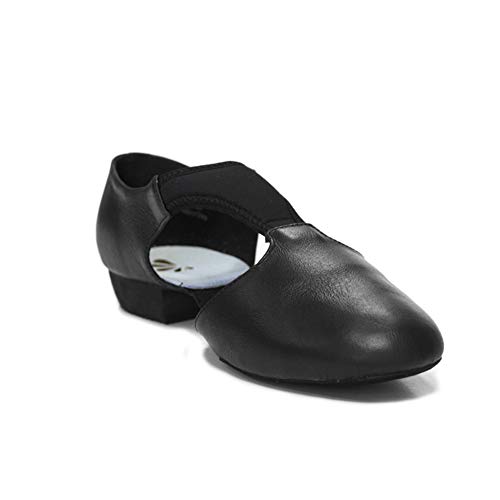 DANCEYOU Zapatos de Jazz para Mujer con Suela Blanda Zapatos de Baile Latino para Hombre Sandalias de Enseñanza de Baile de Cuero para Baile de Salón Salsa Latina Moderna, Negro EU 37.5/38