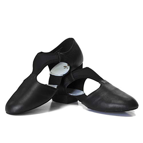 DANCEYOU Zapatos de Jazz para Mujer con Suela Blanda Zapatos de Baile Latino para Hombre Sandalias de Enseñanza de Baile de Cuero para Baile de Salón Salsa Latina Moderna, Negro EU 37.5/38