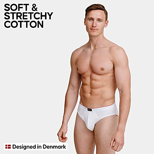 DANISH ENDURANCE Slip para Hombre en Coton Pack de 6 (2 x Negro, 2 x Blanco, 1 x Gris, 1 x Negro/línea roja), Medium