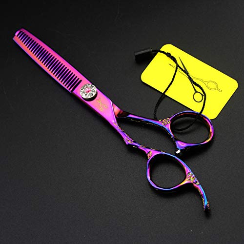 DANTB 2 unids/Set Profesional salón Barber Tijeras Peluquero Shears Kit de Herramientas Acabado electrochapado con Peine para Corte de Pelo Peinado Pet peluquería 6,0"-púrpura