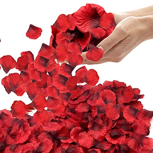 DASIAUTOEM 3000 Piezas Pétalos de Rosa, Pétalos de Rosa Rojos Artificiales Confeti de Rosas para Bodas Decoración, Fiestas, Proponer, Decoración de Regalo, día de San Valentín y Ambiente Romántico