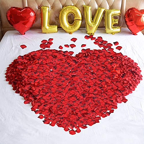 DASIAUTOEM 3000 Piezas Pétalos de Rosa, Pétalos de Rosa Rojos Artificiales Confeti de Rosas para Bodas Decoración, Fiestas, Proponer, Decoración de Regalo, día de San Valentín y Ambiente Romántico