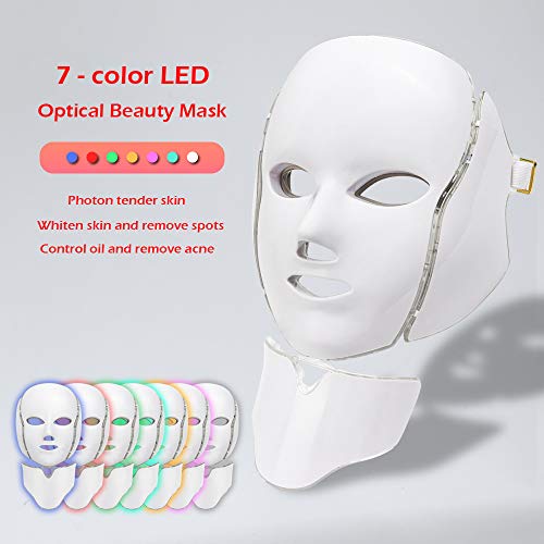 Deciniee Máscara de Terapia de Luz, 7 Colores Led de Belleza Facial Fotón Rejuvenecimiento de La Piel Fototerapia Tratamiento de La Piel Facial Cuidado Facial Antienvejecimiento Máscara de Ajuste