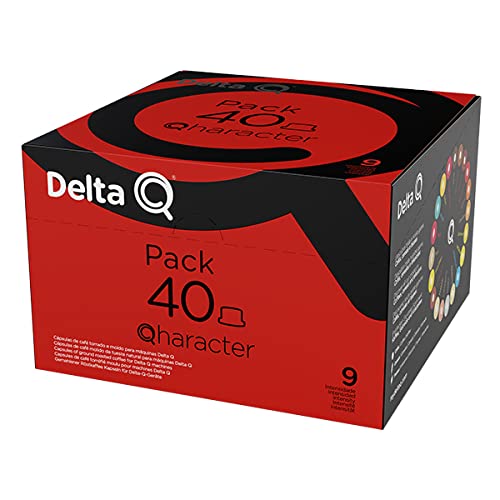 Delta Q Qharacter - Pack 40 cápsulas Intensidad 9/15 - Café molido de tueste natural con mezcla de orígenes de Brasil y Costa de Marfil- Para Sistema Delta Q