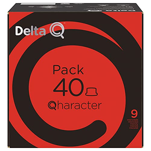 Delta Q Qharacter - Pack 40 cápsulas Intensidad 9/15 - Café molido de tueste natural con mezcla de orígenes de Brasil y Costa de Marfil- Para Sistema Delta Q