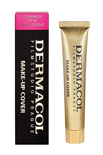 Dermacol DC Base Makeup Cover Total | Maquillaje Corrector Waterproof SPF 30 | Cubre Tatuajes, Cicatrices, Acné, Imperfecciones, Manchas en la Piel de la Cara y Cuerpo | Liquido - Mate Natural - 30g