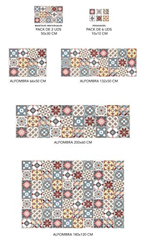 Desconocido Alfombra Vinílica con Estampado Hidraúlico (132x50 CM) Moqueta PVC Cocina Salón Pasillo (132x50 cm, Eileen Multicolor)