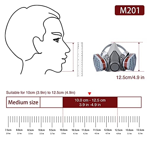 Desconocido M201 Facial Cubierta, 2 x Caja de Filtro, 4 x Esponja de Filtro, para Pintura en Aerosol, Proyecto de Reforma, Carpintería, Laboratorio, a Prueba de Polvo, Lijado a Máquina