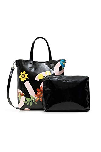 Desigual PU Shopping Bag, Bolsa de Almacenamiento para Mujer, Negro, U