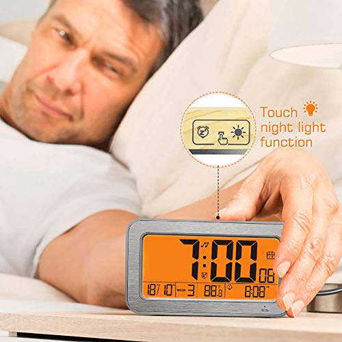 Despertador Digital, Despertadores con Puerto de Carga USB, Pantalla Grande y Clara, Volumen y Brillo Ajustables, Snooze, 12/24H, Despertador Simple para Dormitorio,Black