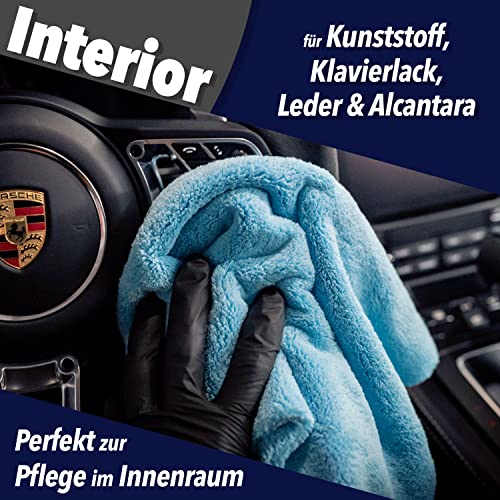 detailmate Gamuza de limpieza para el cuidado de la pintura del coche, paño de microfibra negro, 40 x 40 cm, 550 g/m², sin bordes ni pelusas.