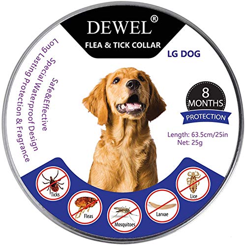 DEWEL Collar Antiparasitos Perro/Gato contra Pulgas,Garrapatas y Mosquitos,Tamaño Ajustable e Impermeable para Mascota Pequeño Mediano Grandes