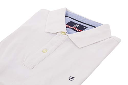 dhispania-Polo de Hombre Manga Corta- Regular fit (Blanco, 3XL)