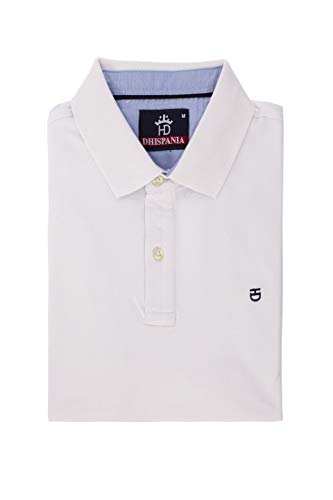 dhispania-Polo de Hombre Manga Corta- Regular fit (Blanco, 3XL)