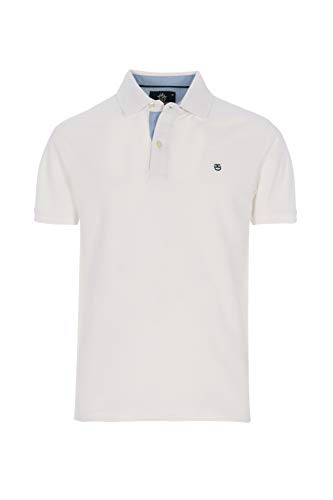 dhispania-Polo de Hombre Manga Corta- Regular fit (Blanco, 3XL)