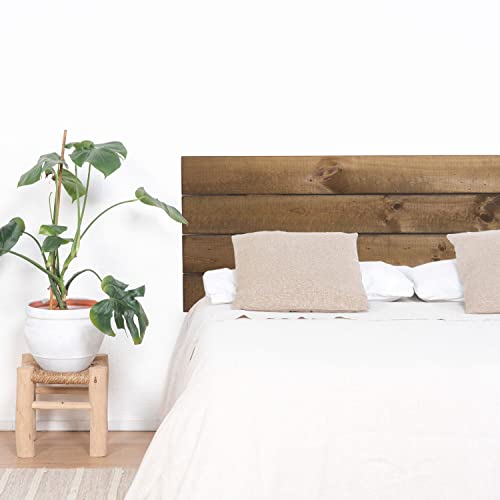 DHOME Cabecero de Madera Maciza de Pino para Pared Estilo Palet Cabezal Dormitorio Cama Palets Herrajes incluidos (145x37 Palet 4, Castaño Rústico)