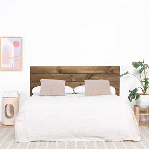 DHOME Cabecero Estilo Palet de Madera Maciza de Pino Cabezal Dormitorio Cama Palets Herrajes incluidos (110x37 Palet 4, Castaño Rústico)