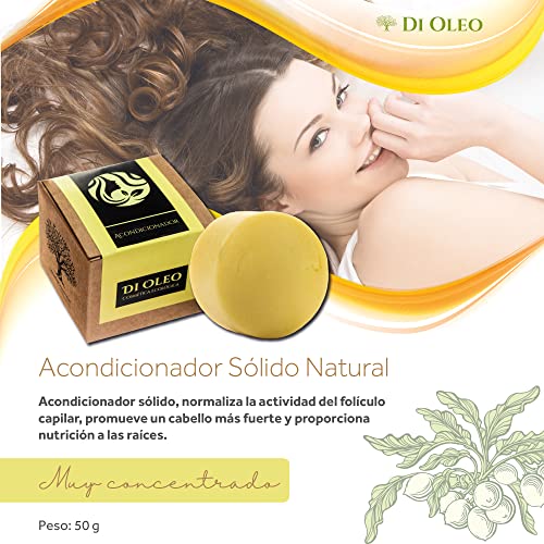 Di Oleo Acondicionador Sólido Natural y Vegano para el Cuidado del Pelo, Hombre y Mujer, Hidrata y Aporta Brillo y Suavidad, Fabricado en España, 50 g