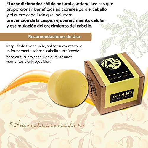 Di Oleo Acondicionador Sólido Natural y Vegano para el Cuidado del Pelo, Hombre y Mujer, Hidrata y Aporta Brillo y Suavidad, Fabricado en España, 50 g