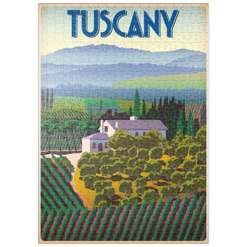 Día De Primavera En La Toscana, Italia, Cartel De Época De Estilo Art Deco, Ilustración - Premium 500 Piezas Puzzles - Colección Especial MyPuzzle de Puzzle Galaxy