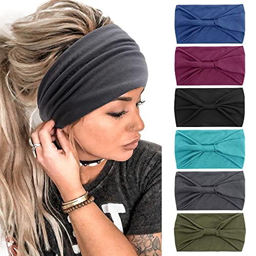 Diademas para mujer, diadema ancha Boho Knot Yoga Sport bandas elásticas para el pelo, multicolor suave turbante