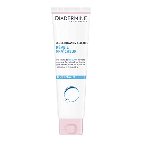 Diadermine – Gel limpiador micelar cara – Despertador fresco para pieles normales té blanco – 150 ml – Lote de 2