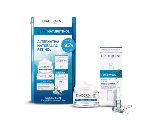 Diadermine - Set De Cuidado Facial Naturetinol - Crema De Día 50ml - Ampollas 7 Días - Nuestra Alternativa Al Retinol - 95% Ingredientes Origen Natural, Blanco