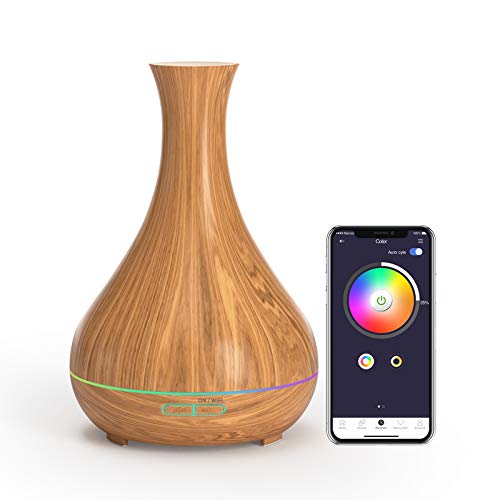 Difusor Aromaterapia Wi-Fi, Humidificador Ultrasónico Aromaterapia Inteligente, 400ml. Compatible con Alexa y Google. Meross App. Sin BPA.