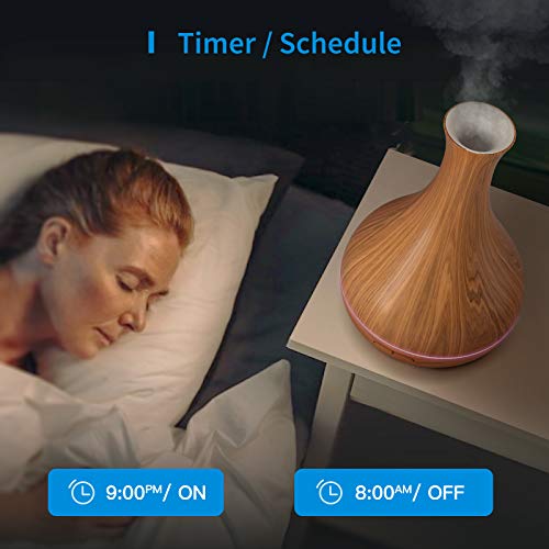 Difusor Aromaterapia Wi-Fi, Humidificador Ultrasónico Aromaterapia Inteligente, 400ml. Compatible con Alexa y Google. Meross App. Sin BPA.