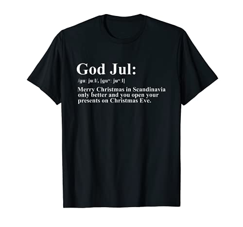 Dios Jul Definición Feliz Navidad Divertido Escandinavia Camiseta