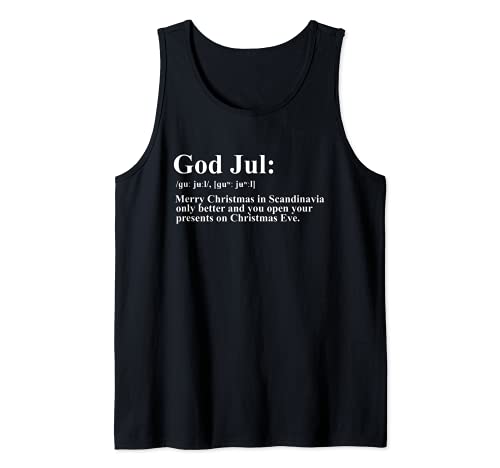 Dios Jul Definición Feliz Navidad Divertido Escandinavia Camiseta sin Mangas