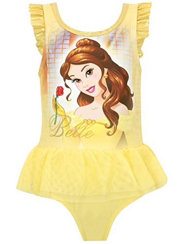 Disney Bañador para Niña La Bella y la Bestia Amarillo 3 a 4 Años