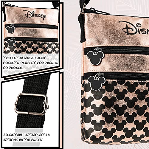 Disney Bolso Bandolera Mujer, Bolsos de Mujer y Adolescente, Bolso Oro Rosa, Regalo para Mujer (Rosa Oro)