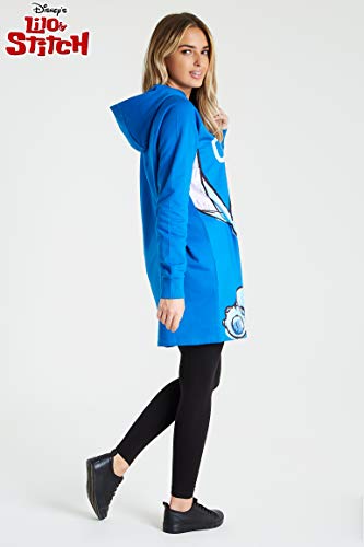 Disney Vestido Sudadera Mujer de Stitch 100% Algodón (M, Azul)