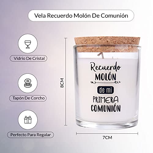 DISOK Lote de 20 Velas de 1ª Comunión Recuerdo Molón presentada en Caja Kraft de Regalo - Velas para Comuniones Originales y Baratas. Recuerdos para 1ª Comunión, Detalles y Regalos Baratos